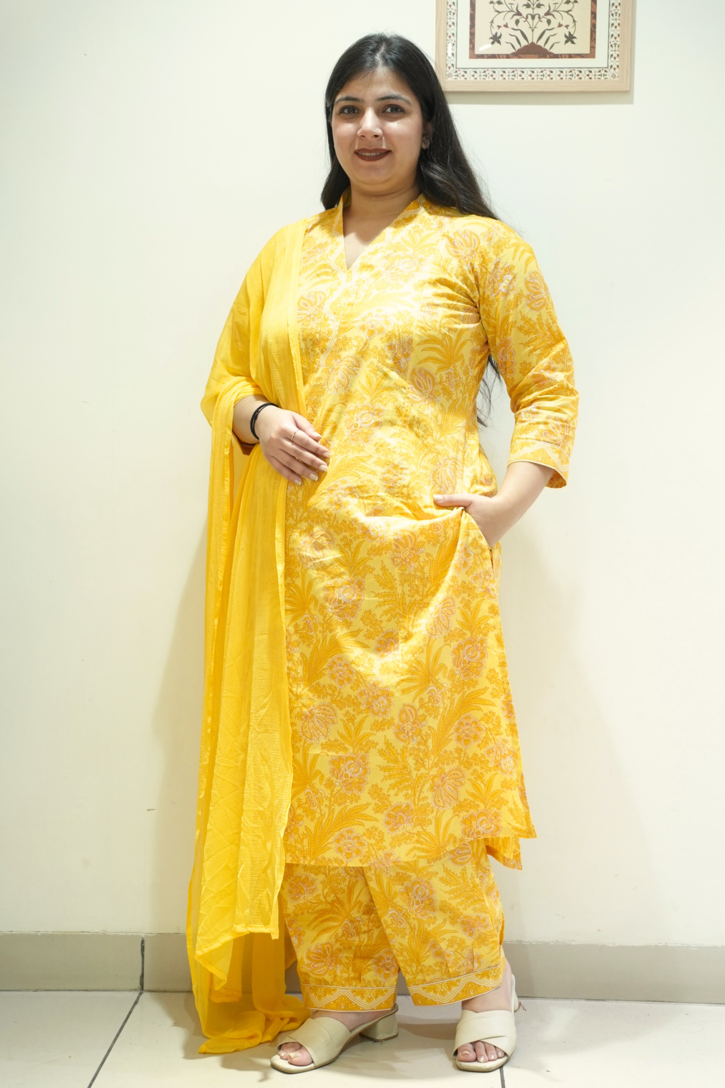 Butter Yellow Cotton Afghani Suit