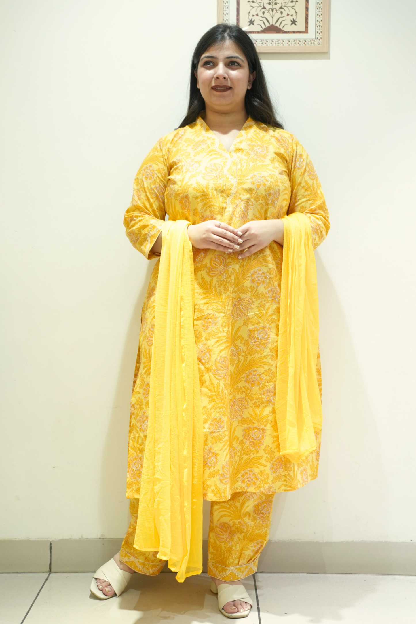 Butter Yellow Cotton Afghani Suit