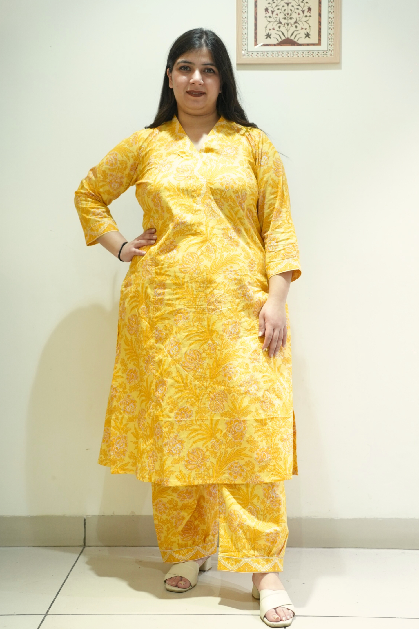 Butter Yellow Cotton Afghani Suit