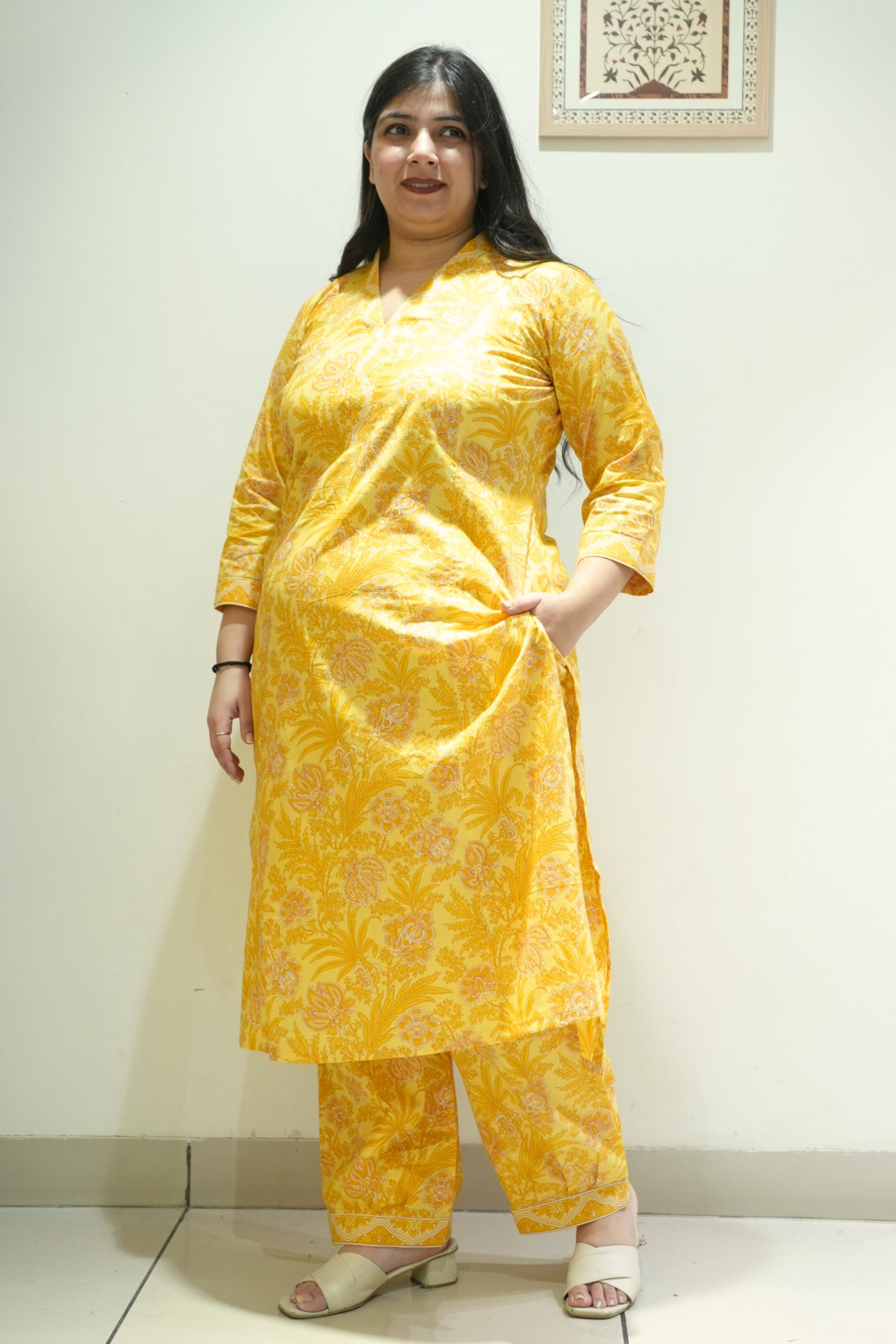 Butter Yellow Cotton Afghani Suit