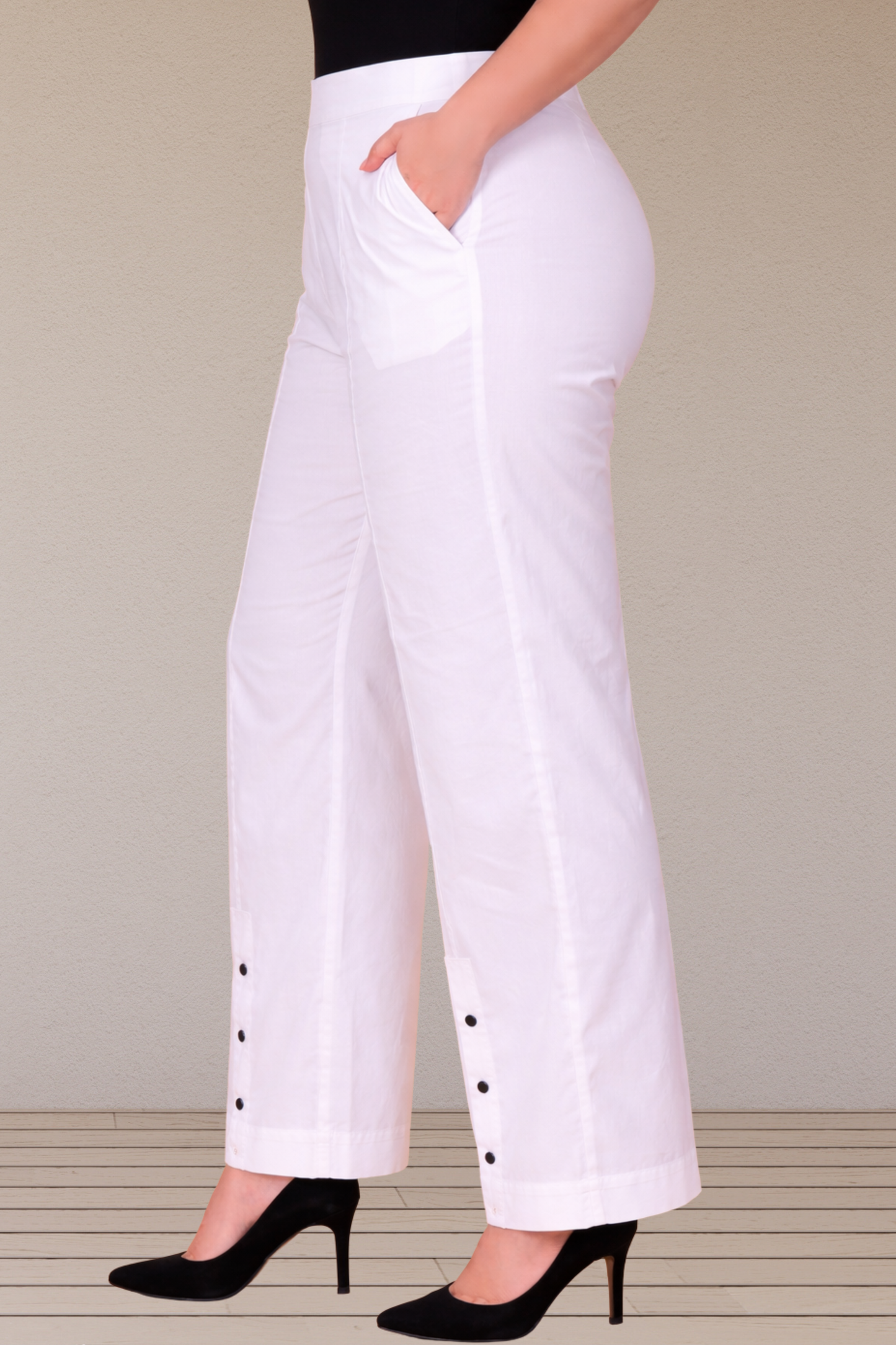 Buttoned Cotton Poplin Pants