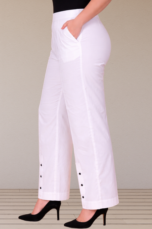 Buttoned Cotton Poplin Pants