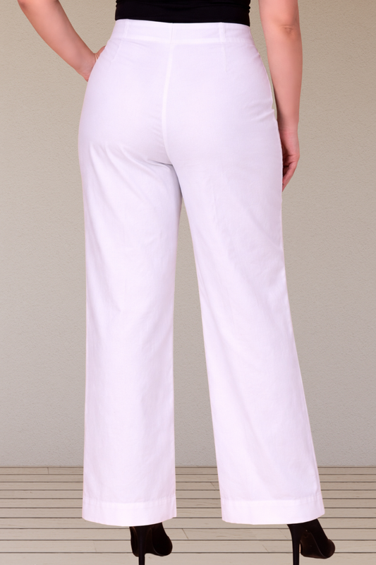 Buttoned Cotton Poplin Pants