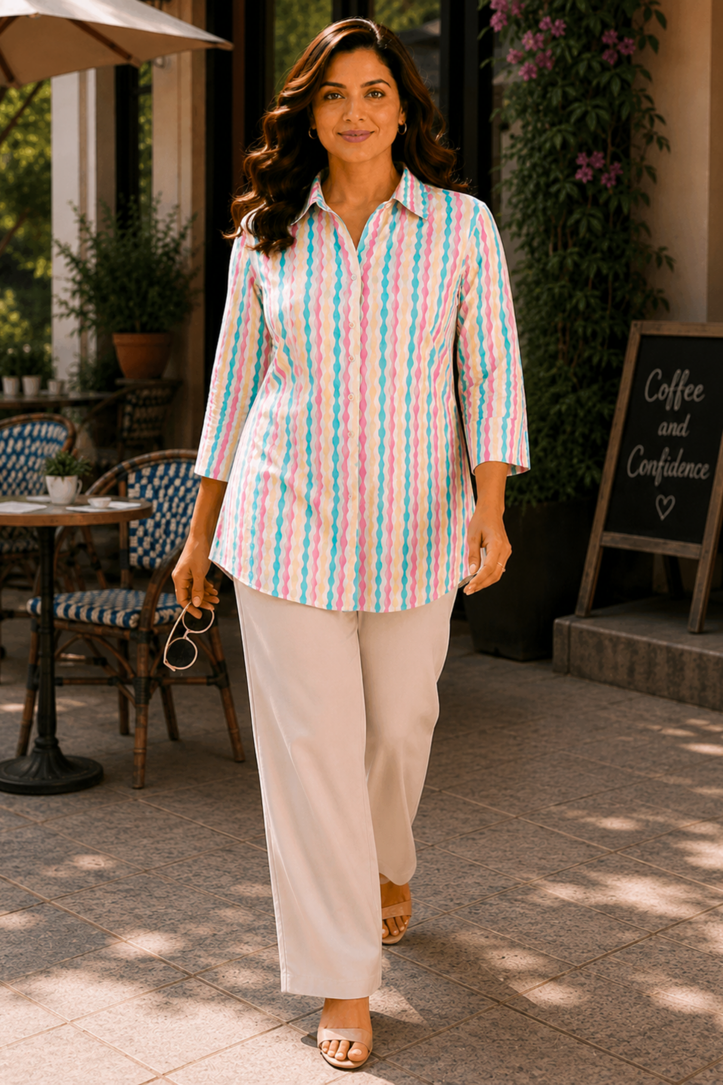 Candy Wave Pleated Cotton Shirt