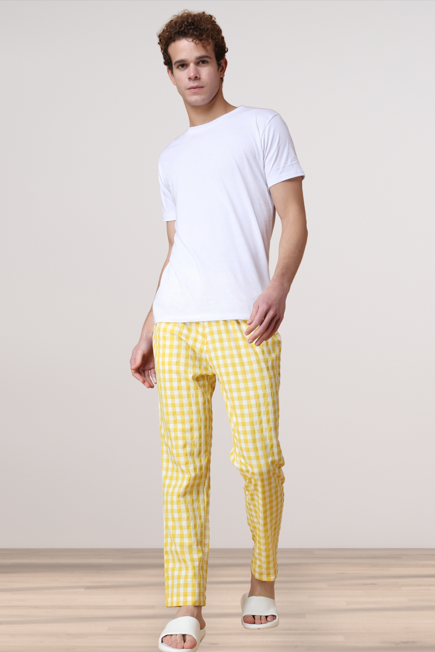 Candy Yellow Checked Cotton Pajama