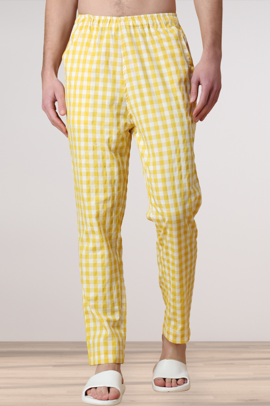 Candy Yellow Checked Cotton Pajama