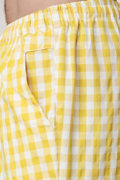 Candy Yellow Checked Cotton Pajama