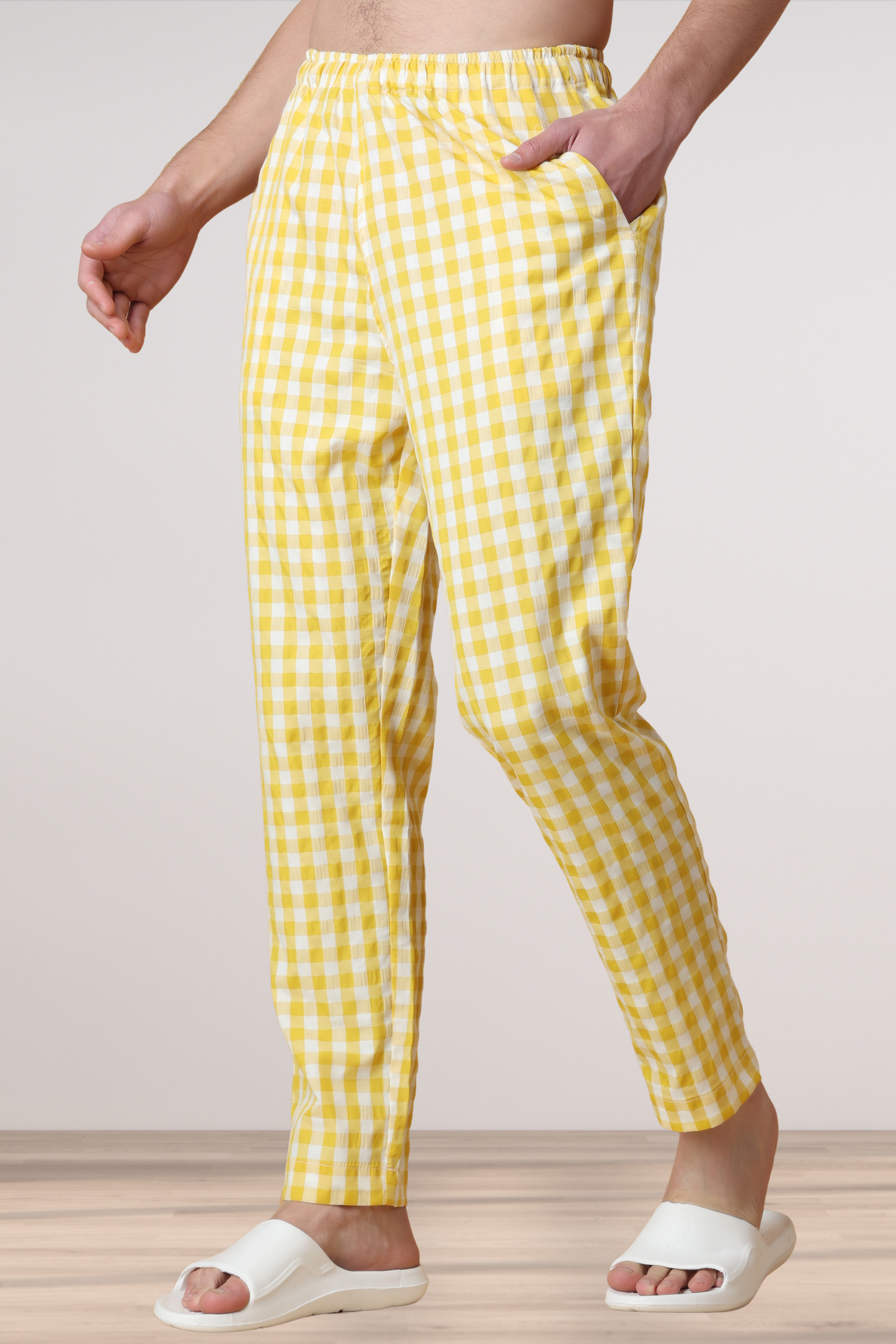 Candy Yellow Checked Cotton Pajama