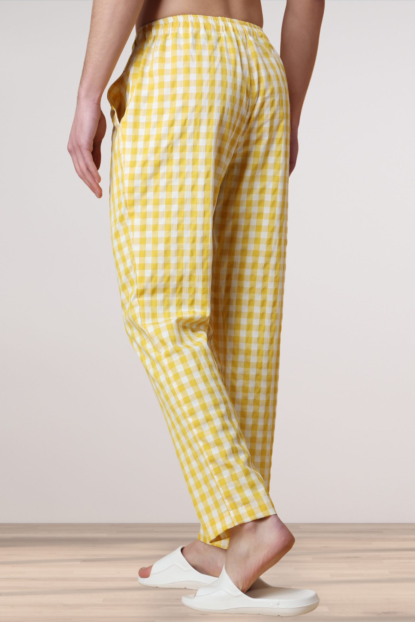 Candy Yellow Checked Cotton Pajama