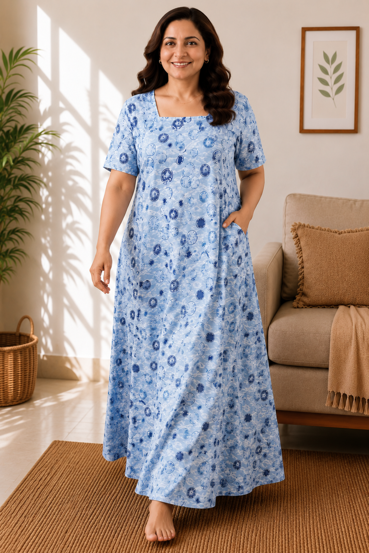 Celestial Blue Rayon Night Gown