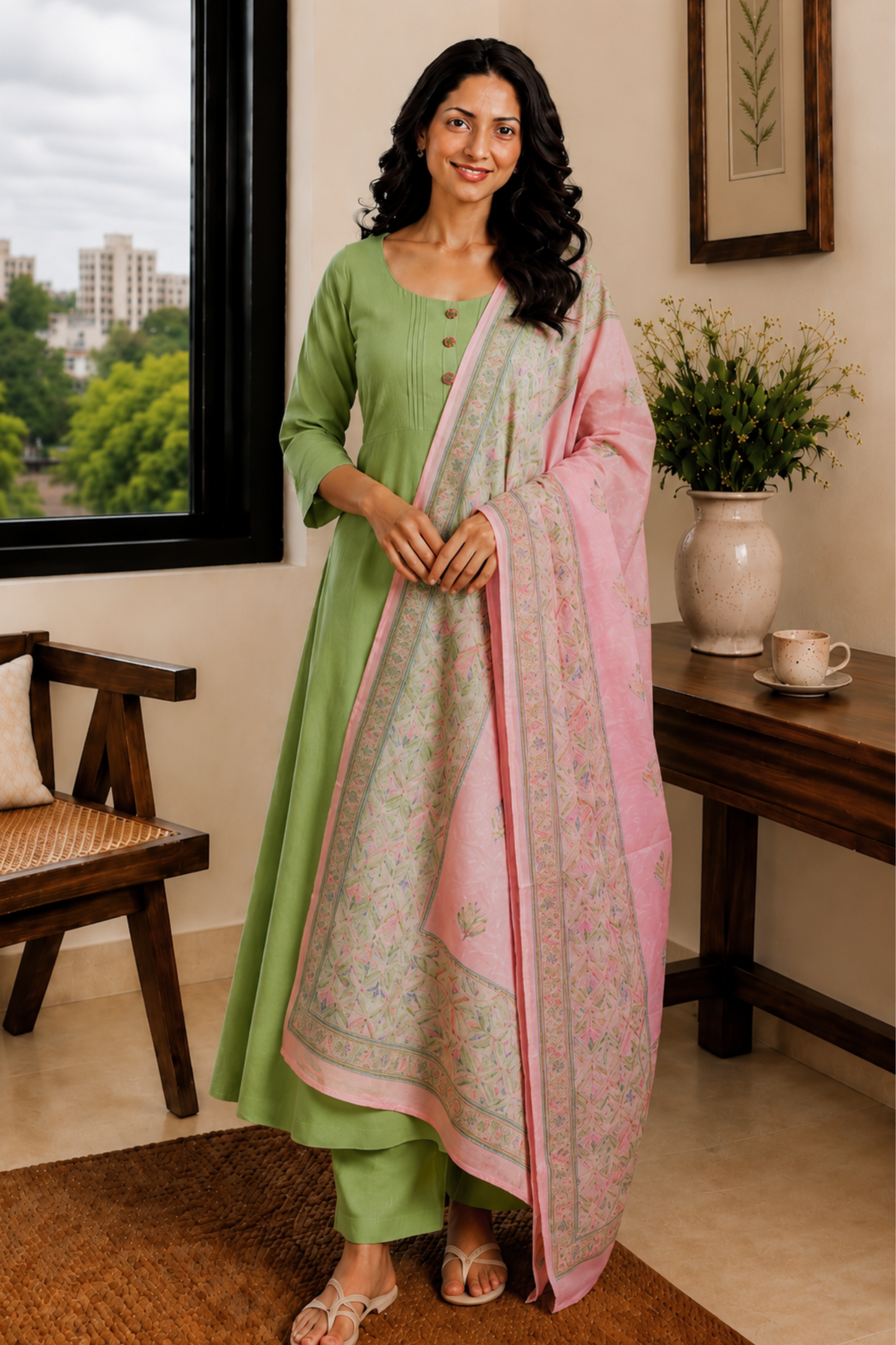 Willow Blush Pintuck Anarkali Set