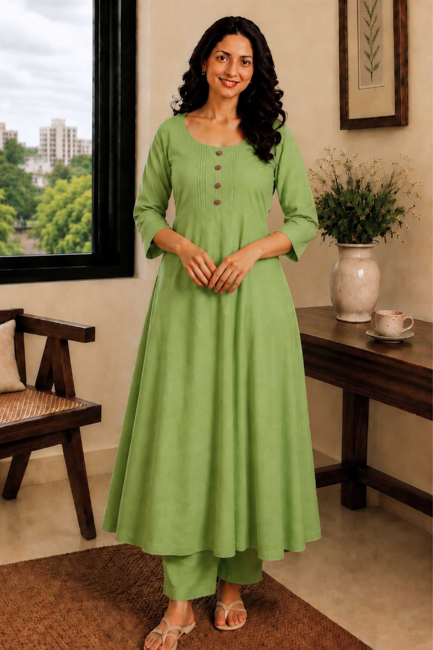 Willow Blush Pintuck Anarkali Set