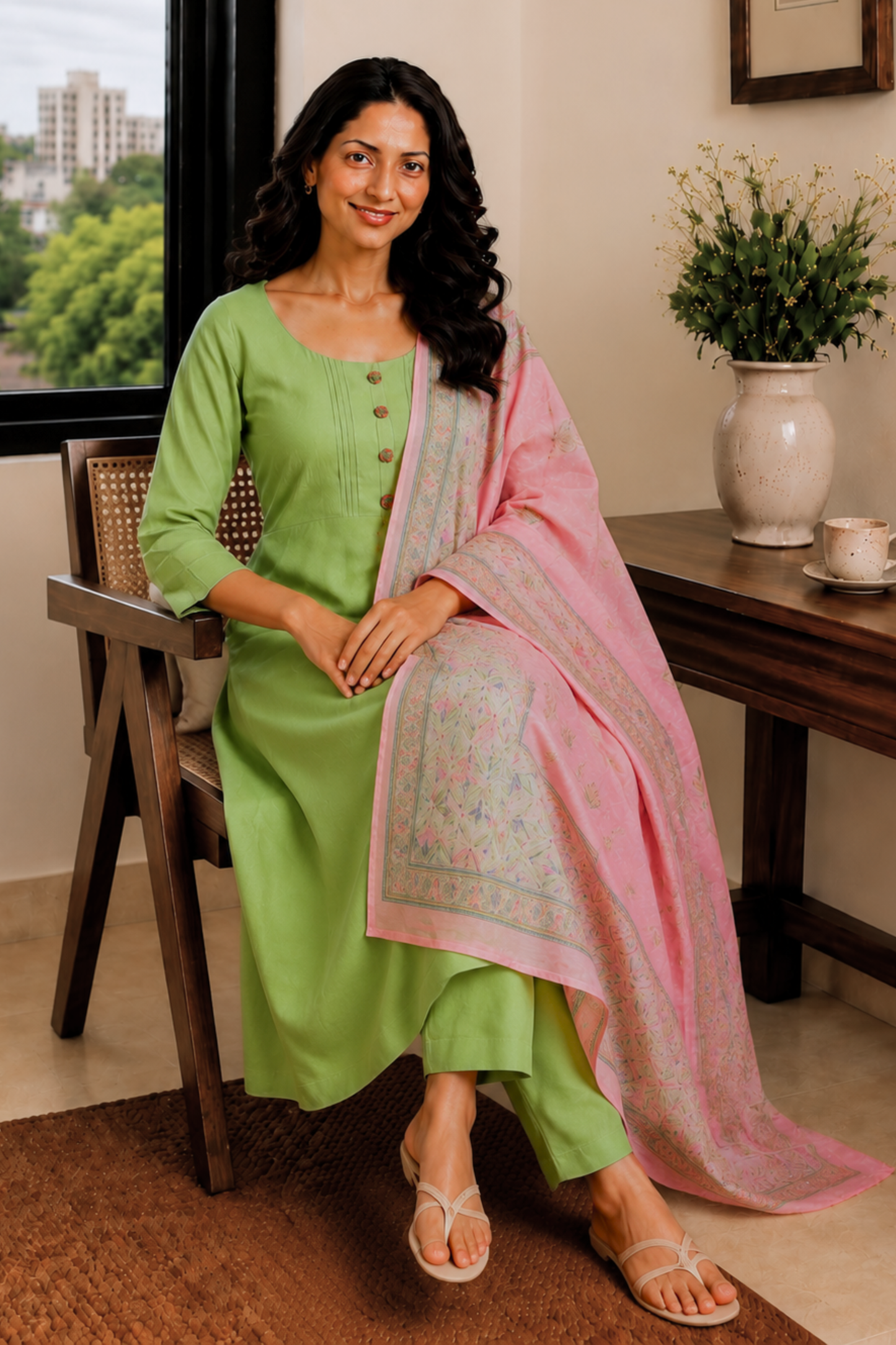 Willow Blush Pintuck Anarkali Set