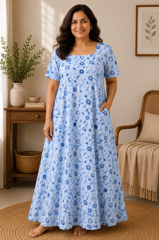 Celestial Blue Rayon Night Gown