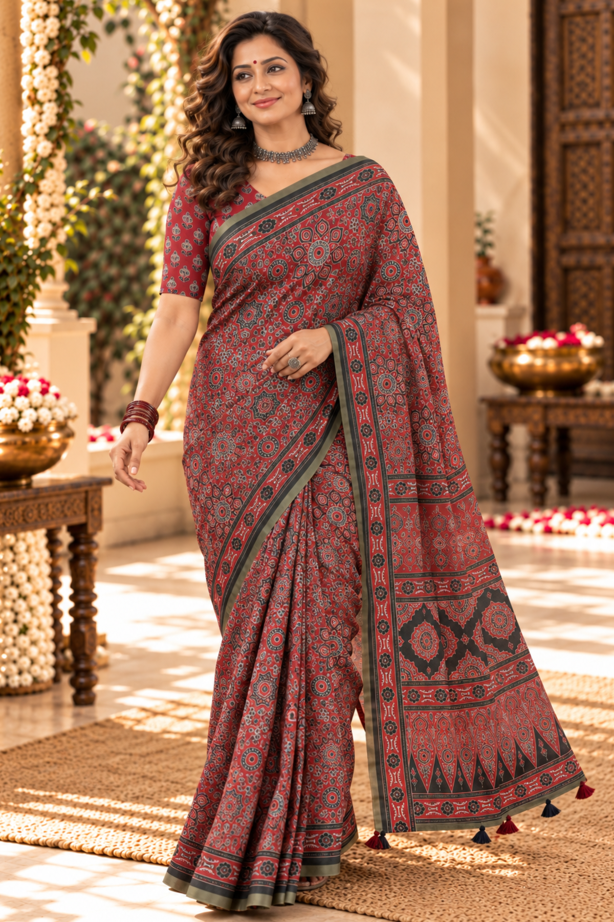 Charulata Printed Saree With 1.5 Mtr Blouse Piece
