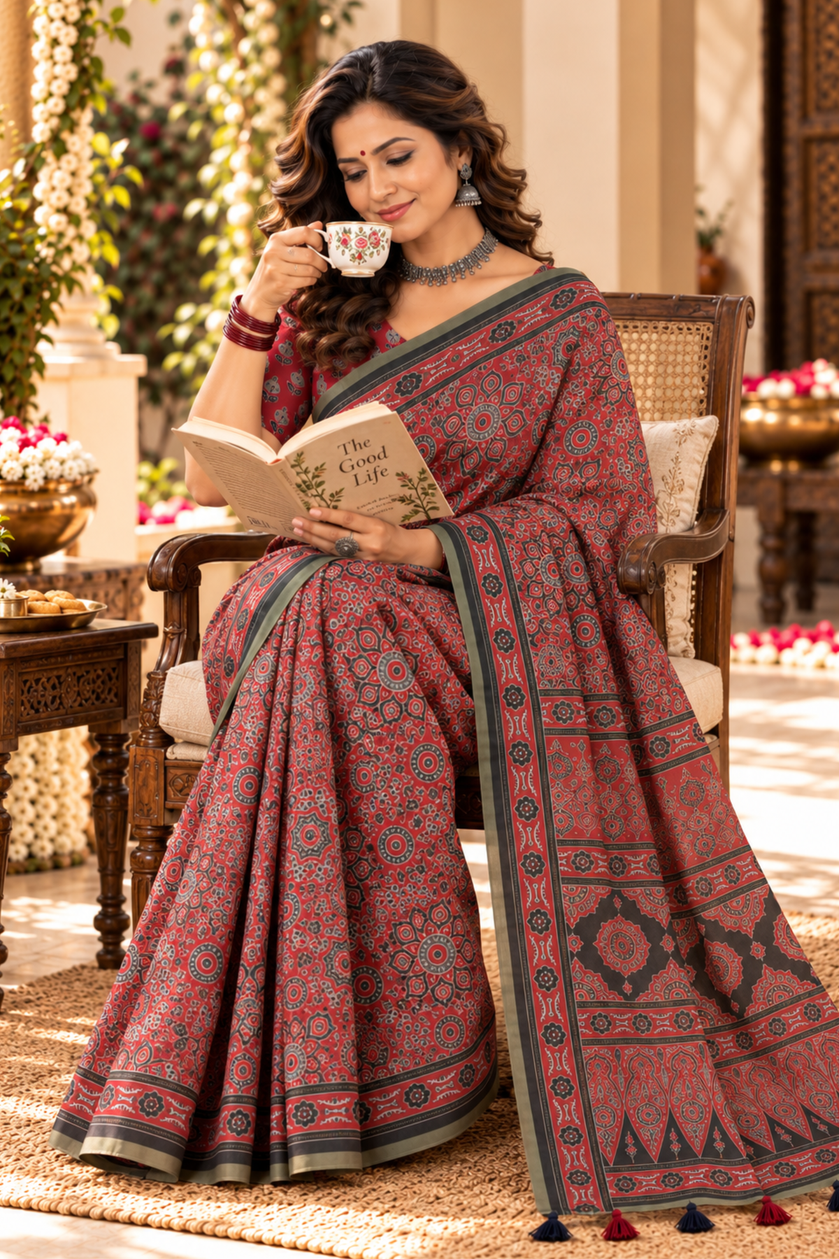 Charulata Printed Saree With 1.5 Mtr Blouse Piece