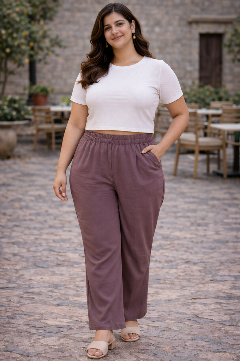 White Sugar Regular Fit Palazzo