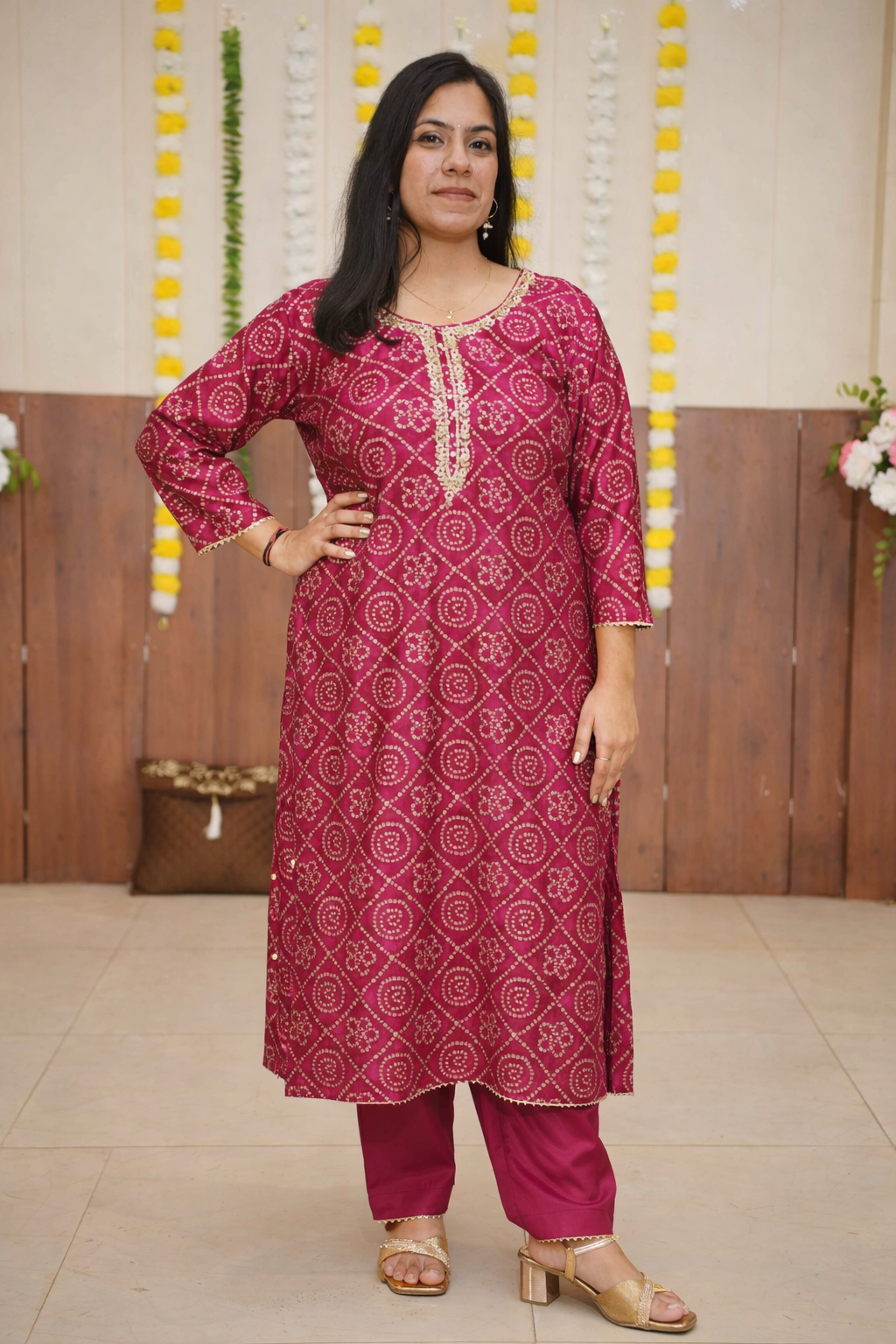 Magenta Bandhej Fancy Suit Set