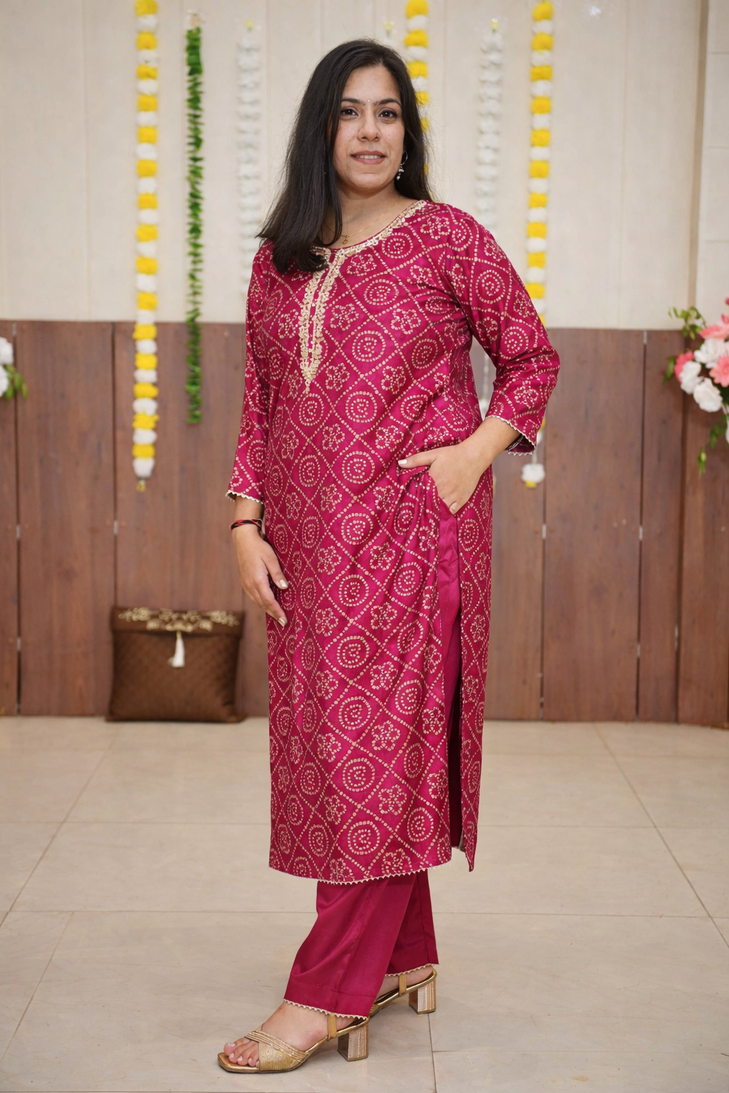 Magenta Bandhej Fancy Suit Set