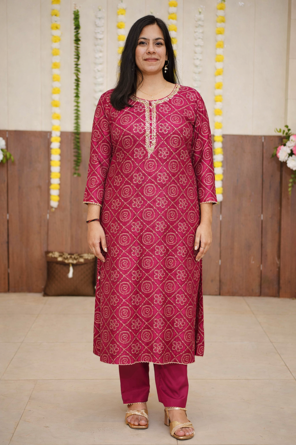 Magenta Bandhej Fancy Suit Set