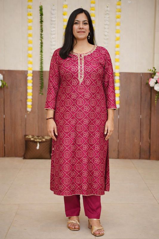Magenta Bandhej Fancy Suit Set