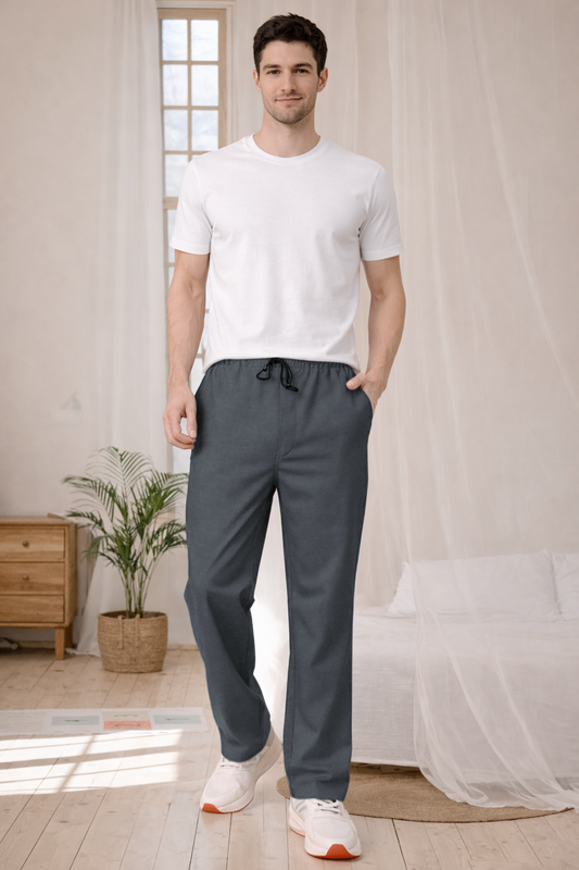 Dark Grey Textured Stretch Track Pants