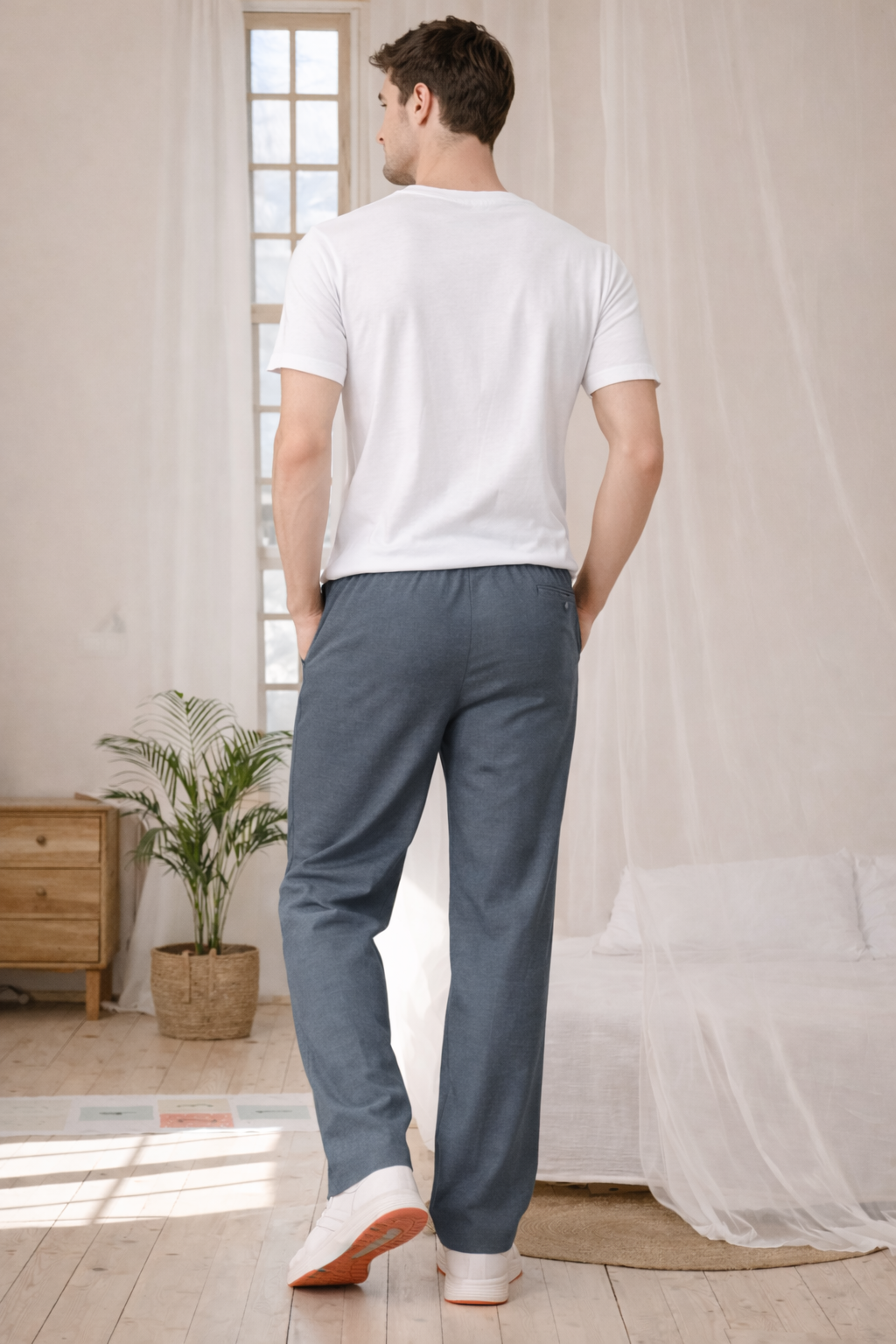 Dark Grey Textured Stretch Track Pants
