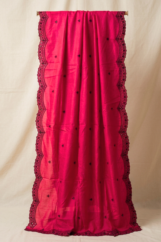 Cherry Bloom Embroidered Mul Dupatta