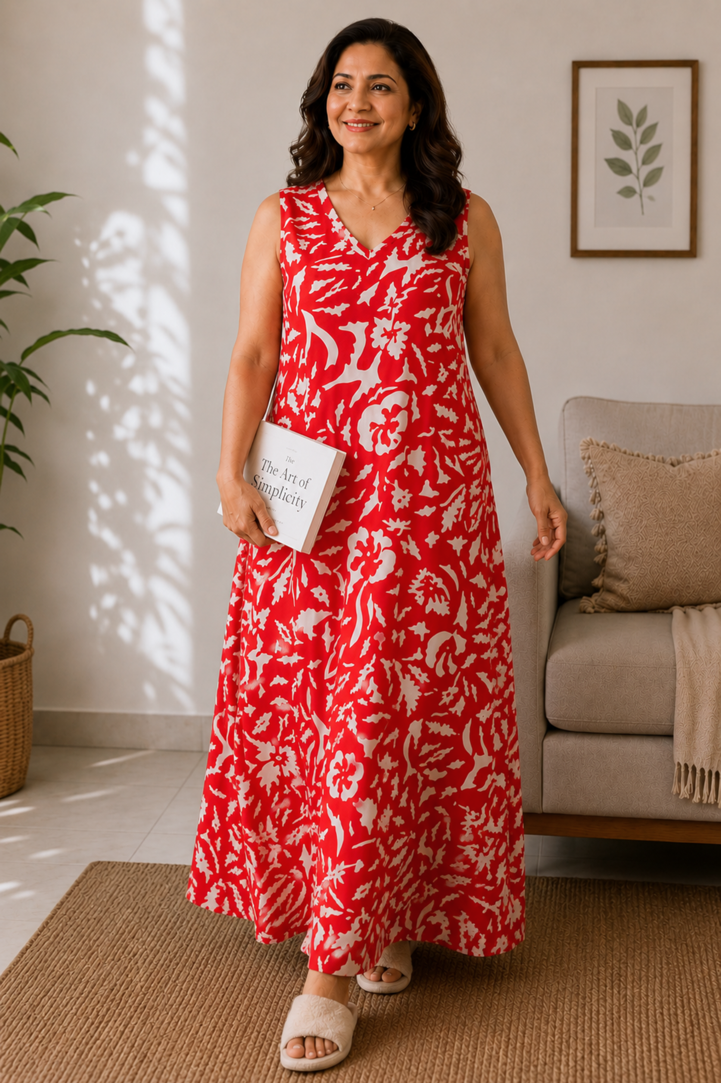 Hibiscus Red Rayon Lounge Dress