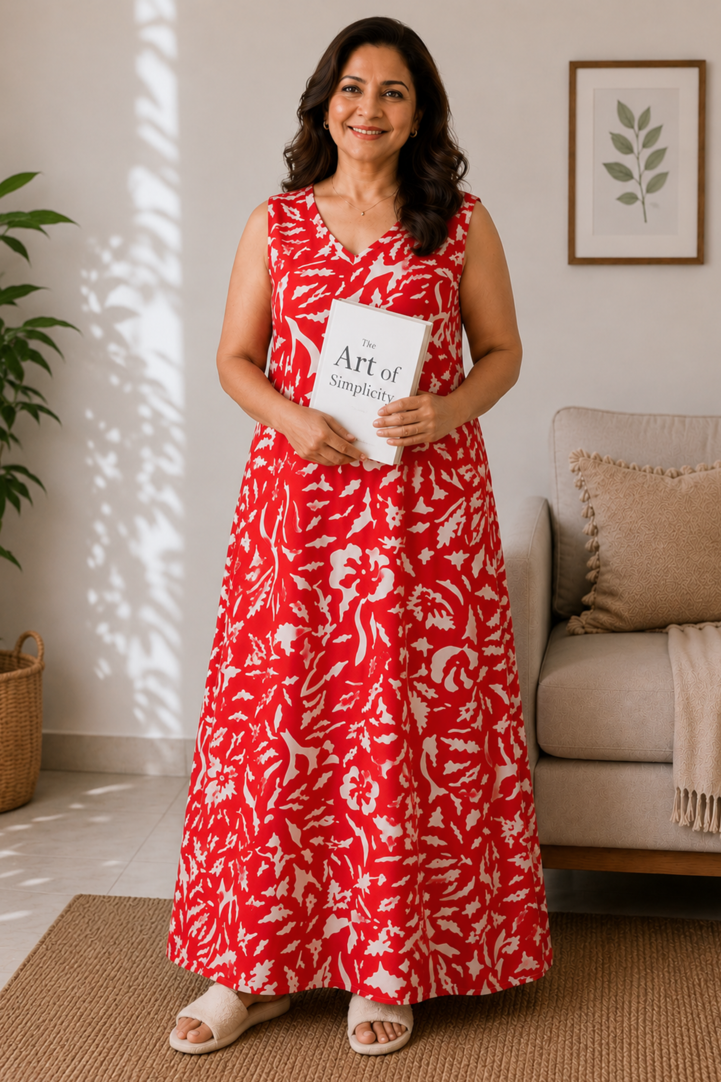 Hibiscus Red Rayon Lounge Dress