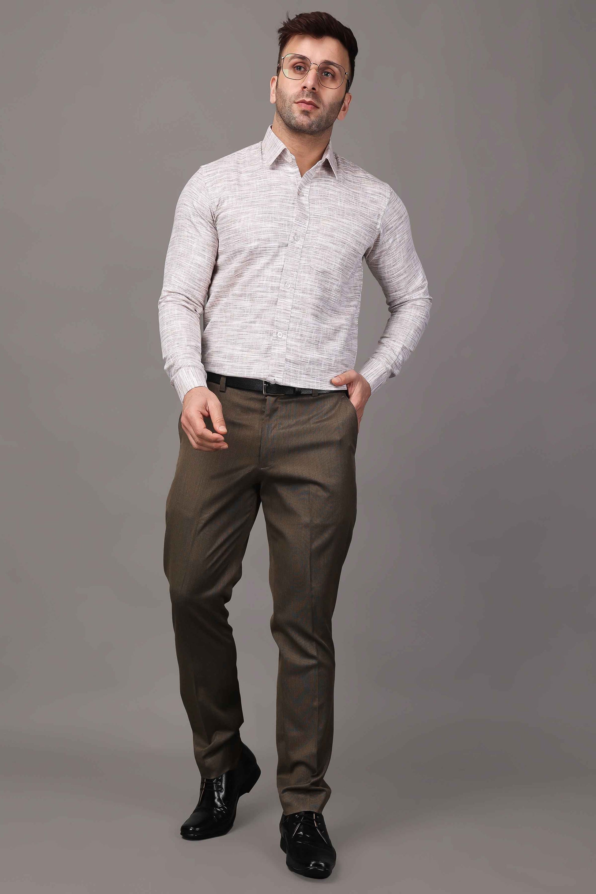 Buy Plus Size ​Cinnamon Textured Stretch Trousers At Apella | Sizes XS to 10 XL | India | Free Delivery | Customized