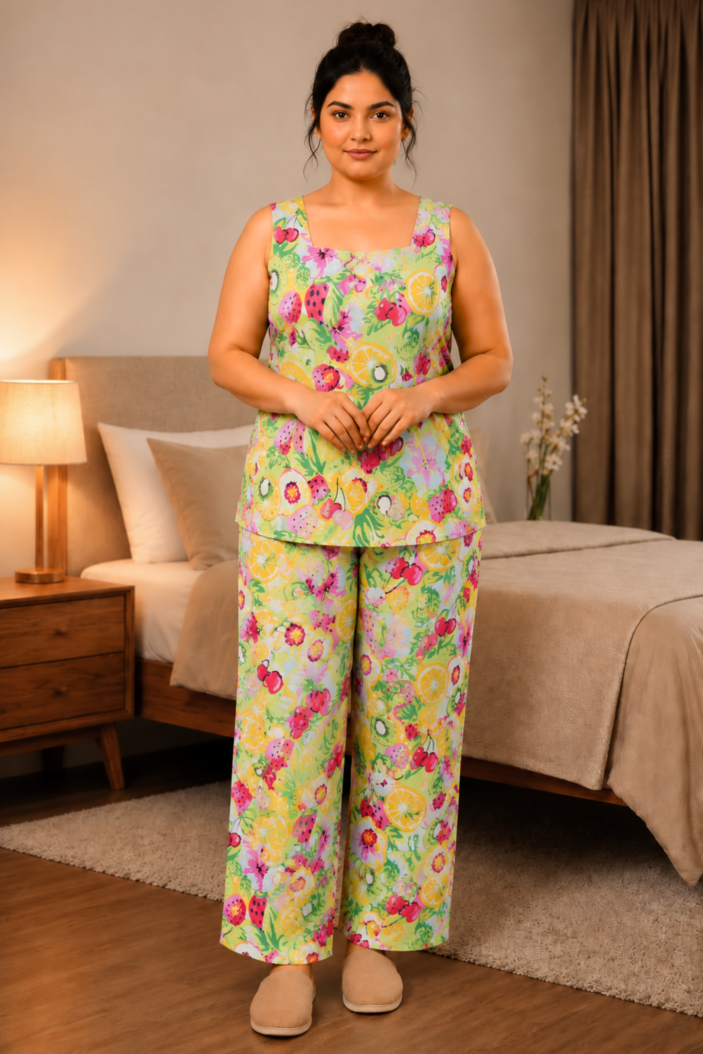 Citrus Splash Cotton Night Suit