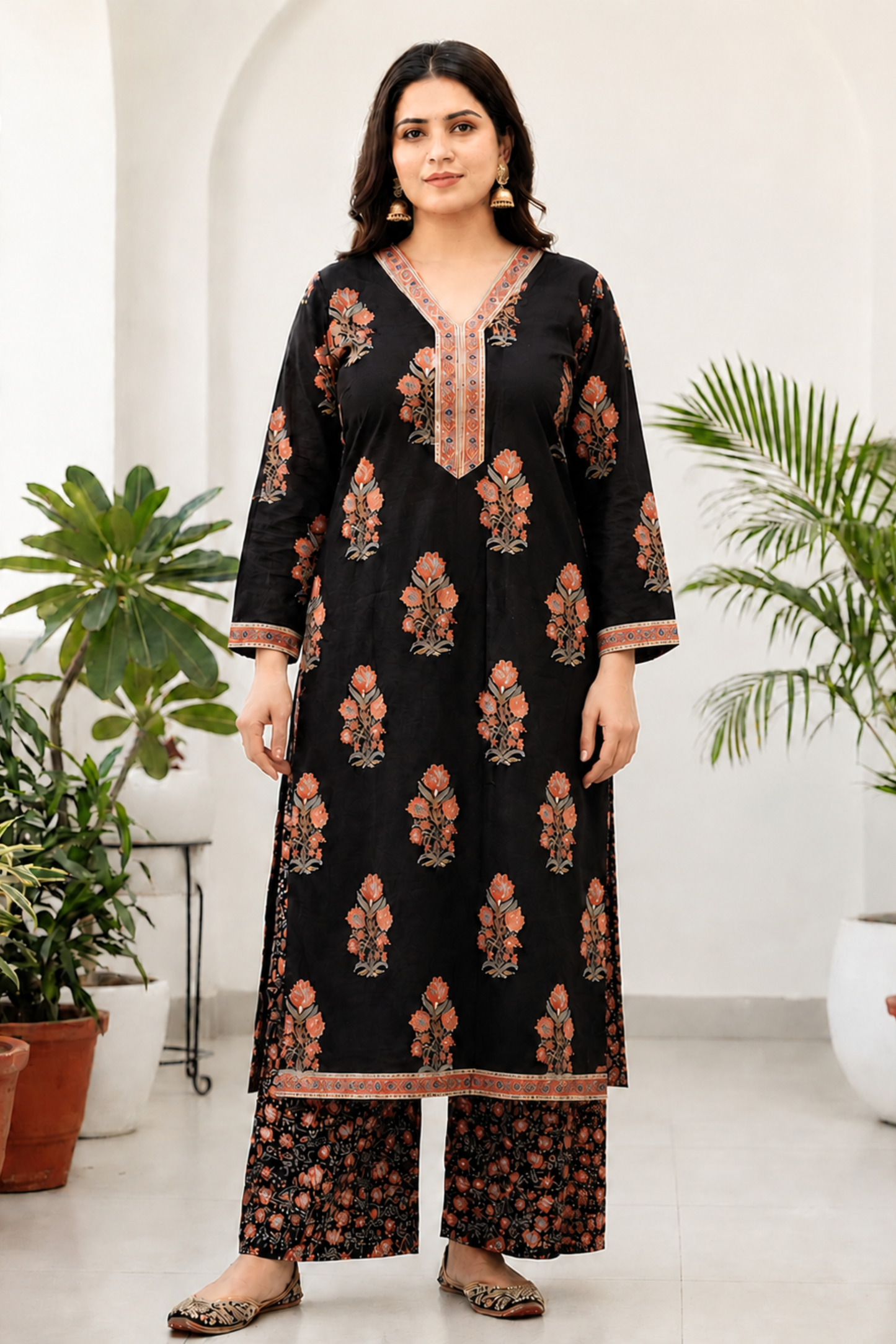 Vintage Muse Block Printed Cotton Suit