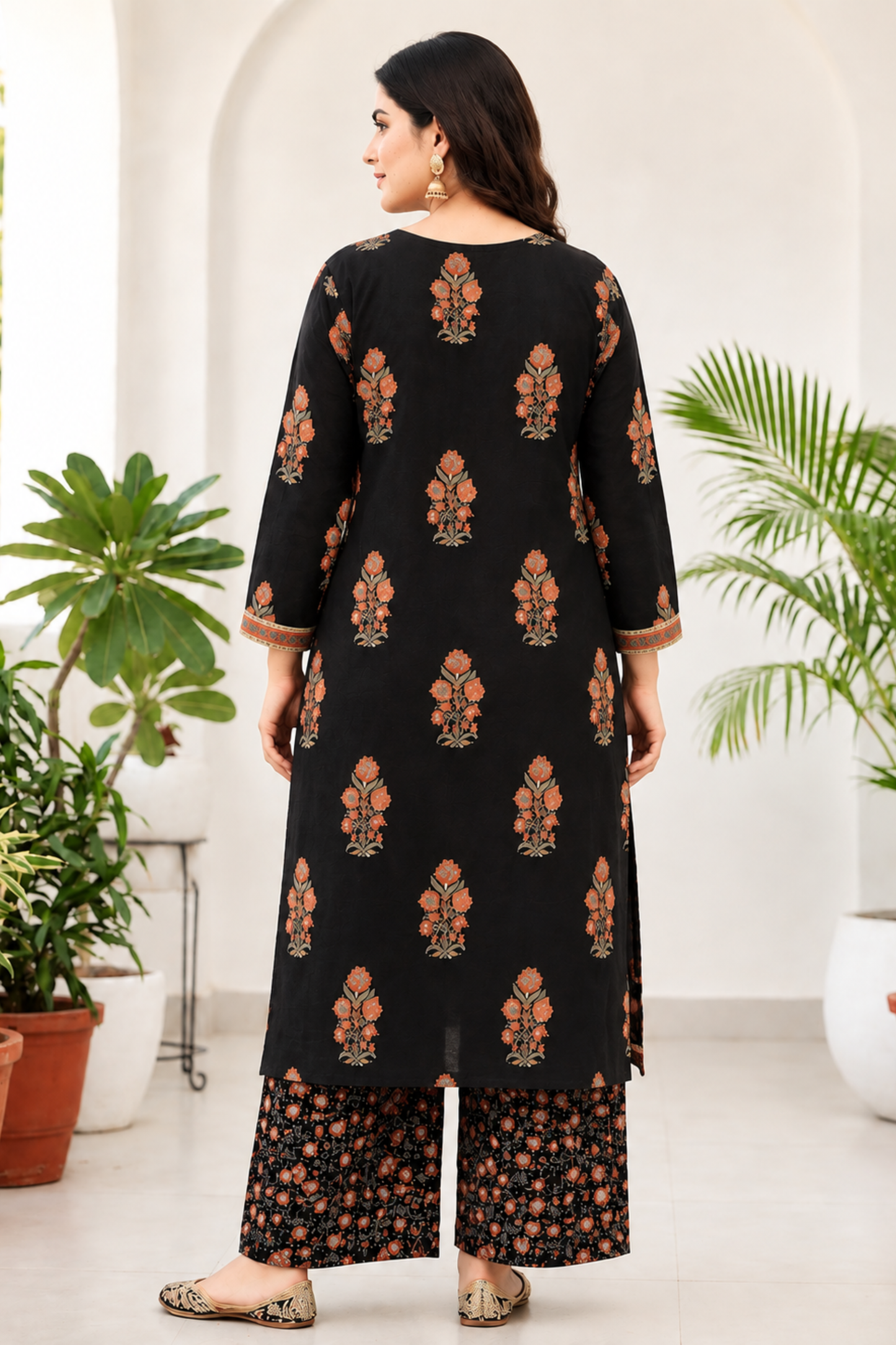 Vintage Muse Block Printed Cotton Suit