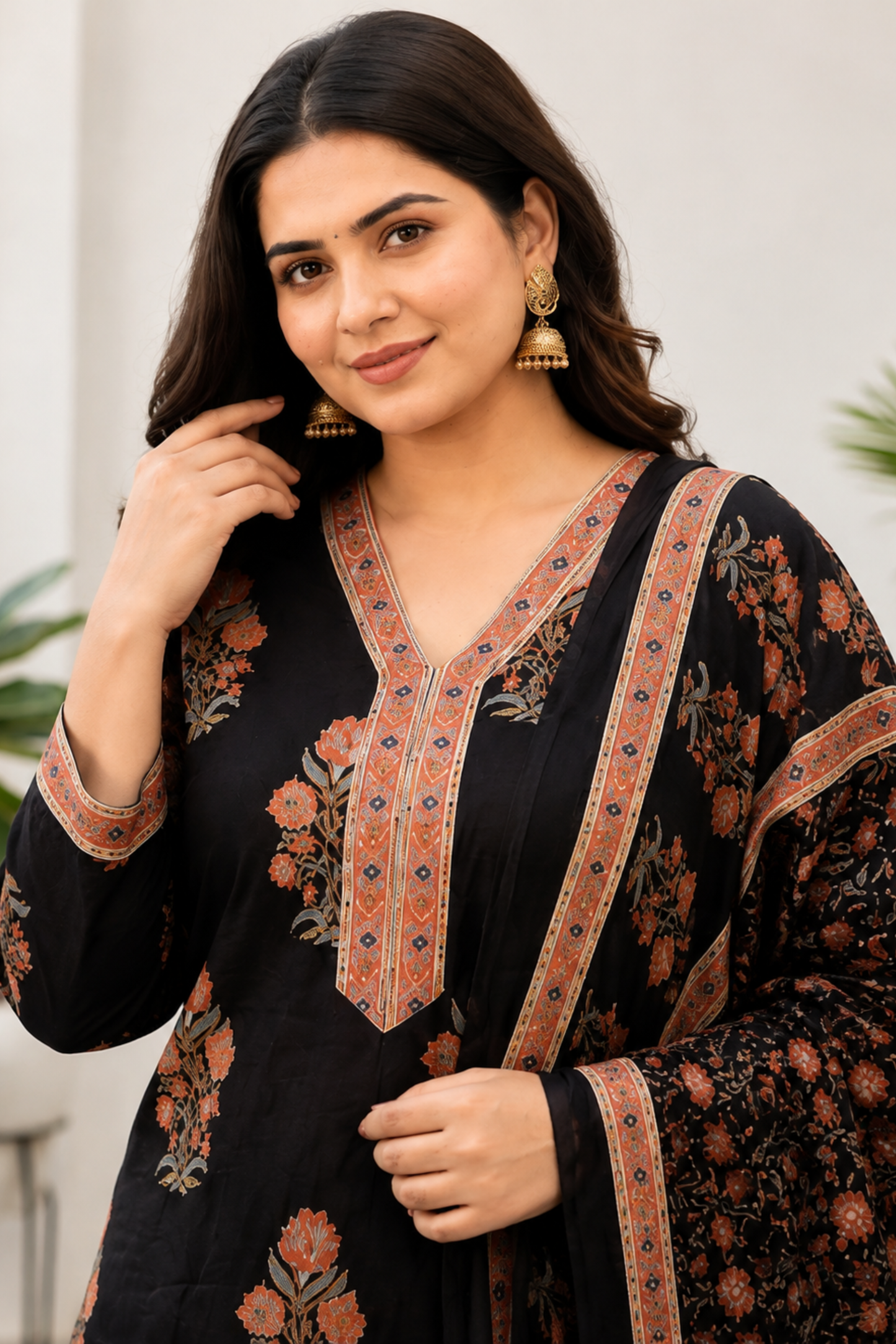 Vintage Muse Block Printed Cotton Suit