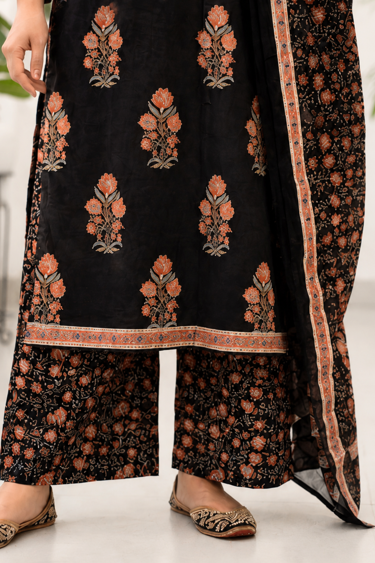 Vintage Muse Block Printed Cotton Suit