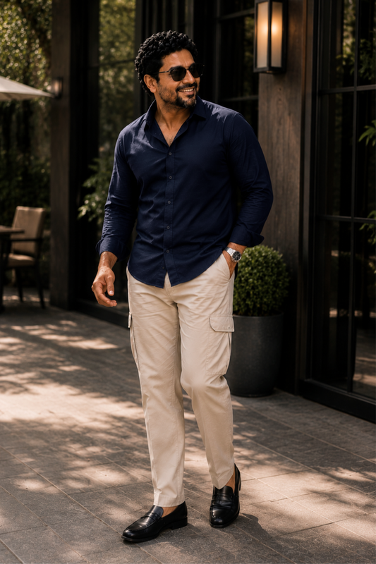 Classic Navy Poplin Cotton Shirt