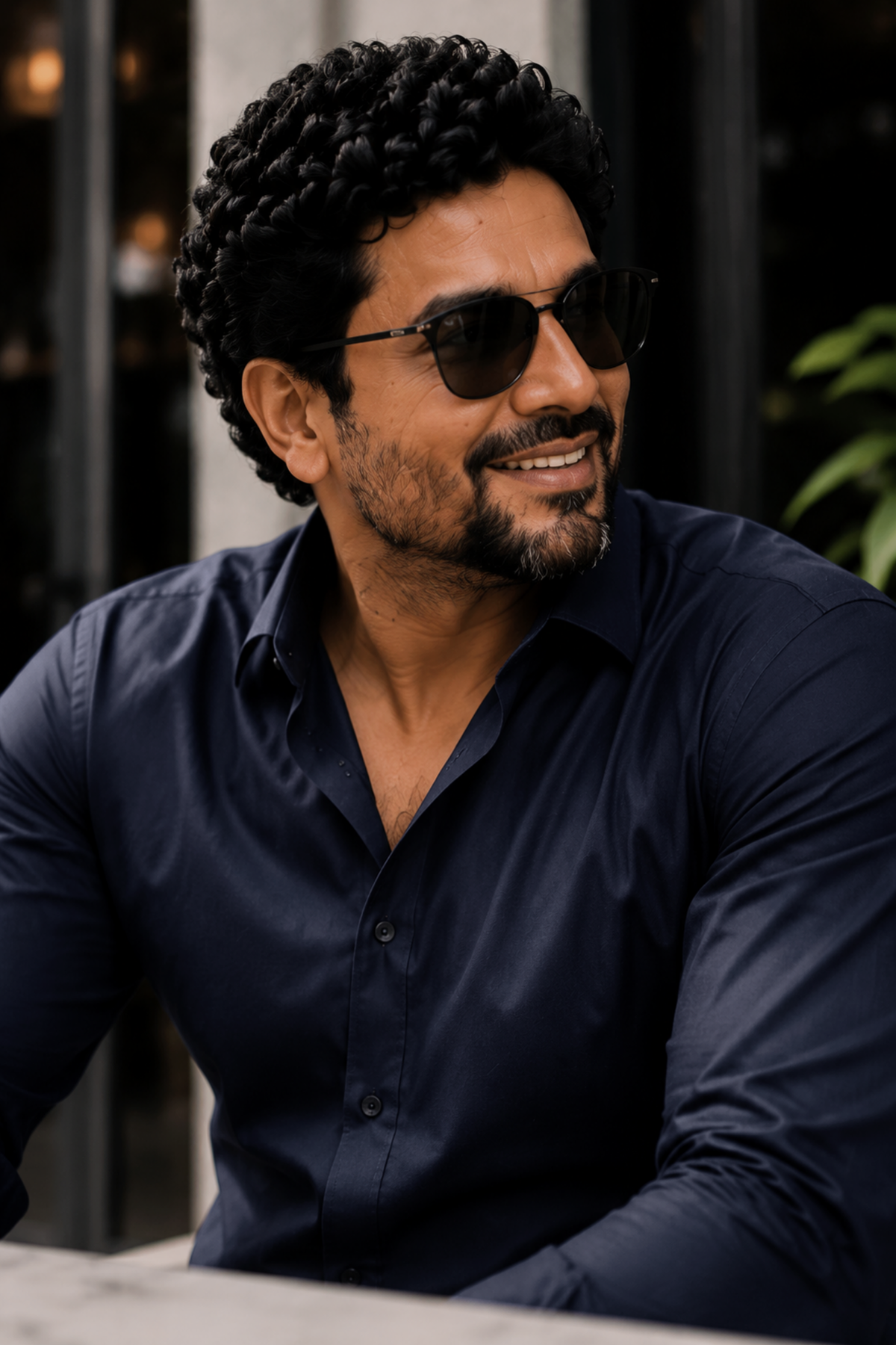 Classic Navy Poplin Cotton Shirt