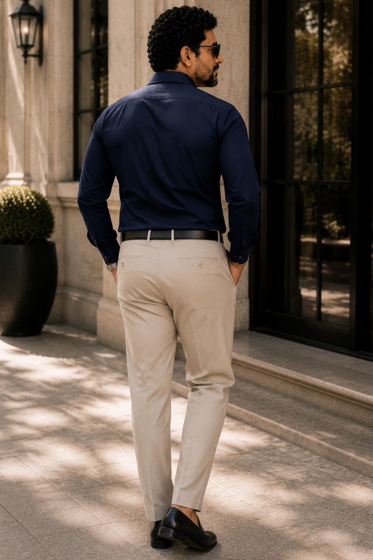 Classic Navy Poplin Cotton Shirt
