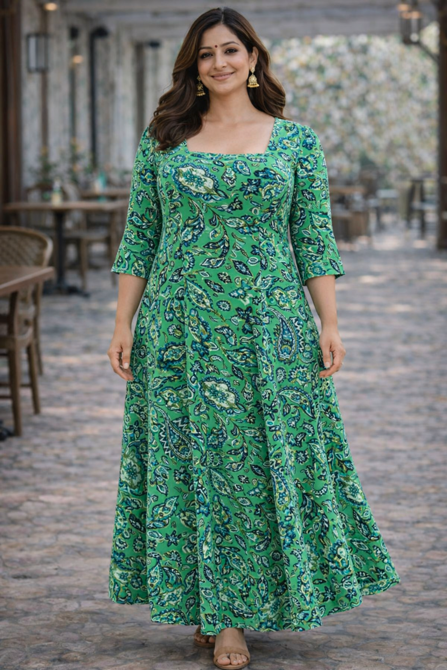 Classic Paisley Printed Dress With Pockets