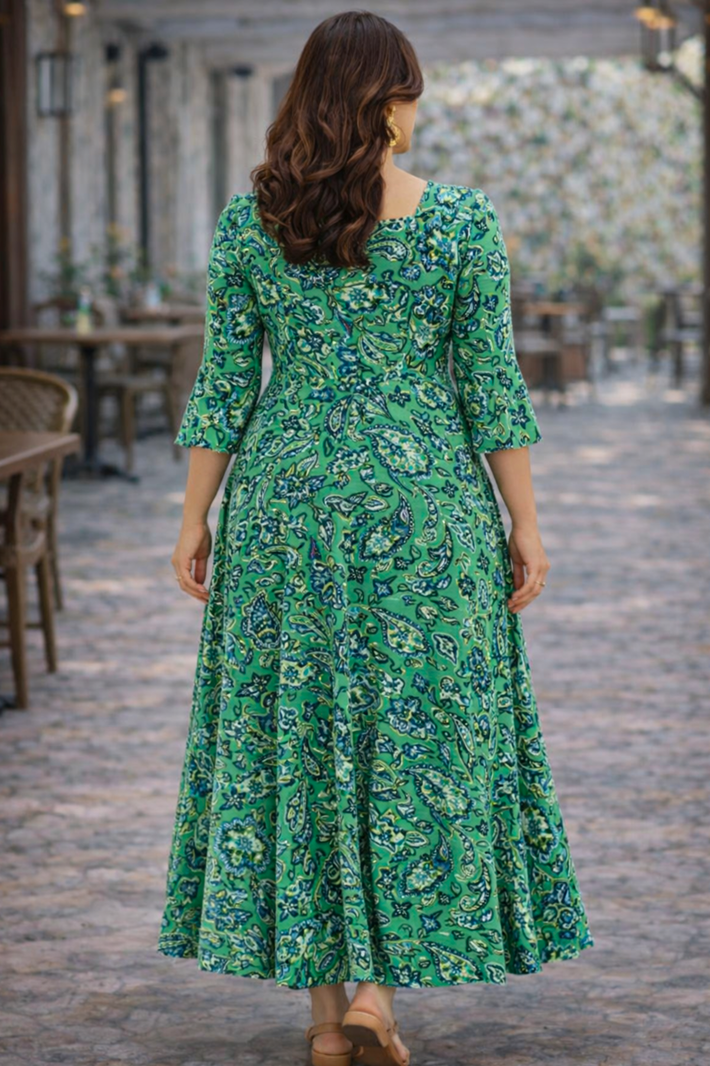 Classic Paisley Printed Dress With Pockets