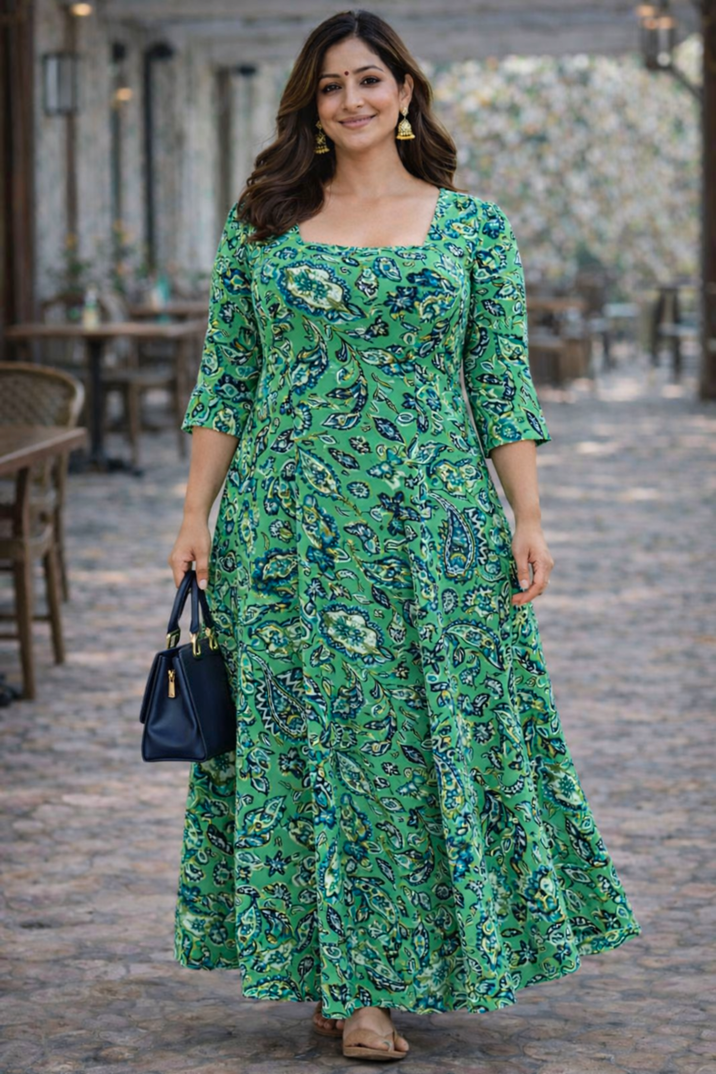 Classic Paisley Printed Dress With Pockets