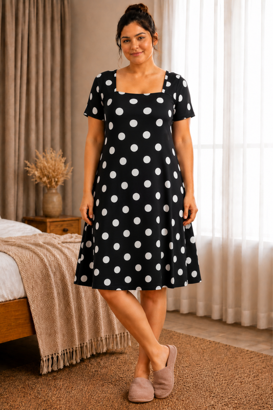 Classic Polka Rayon Short Nighty