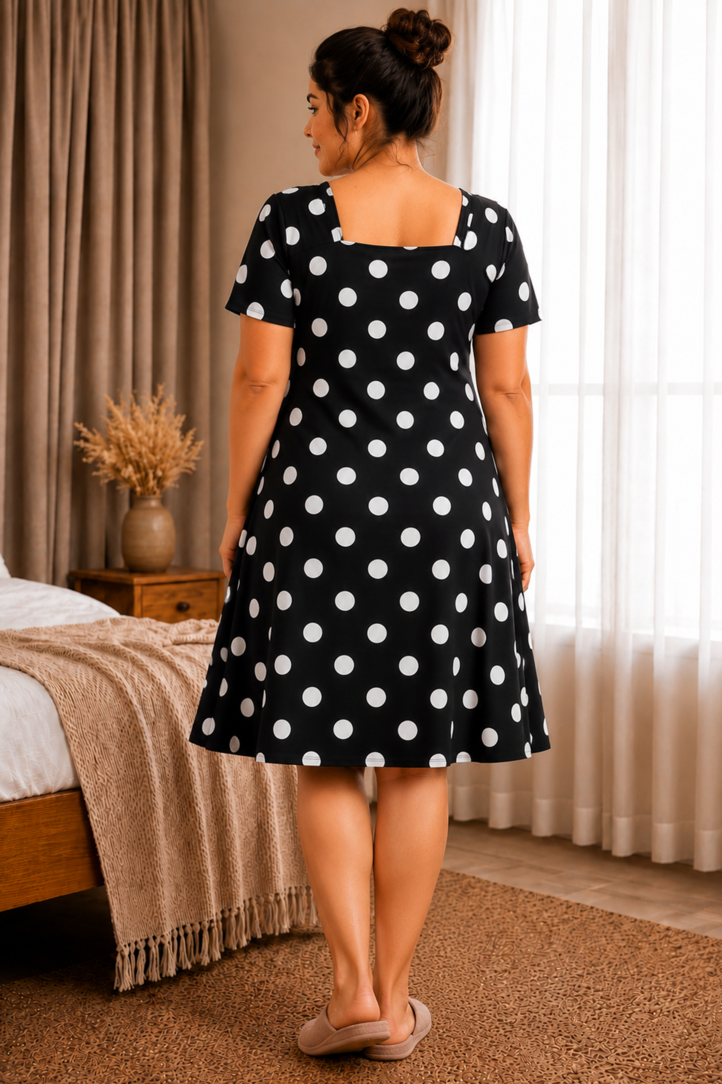 Classic Polka Rayon Short Nighty