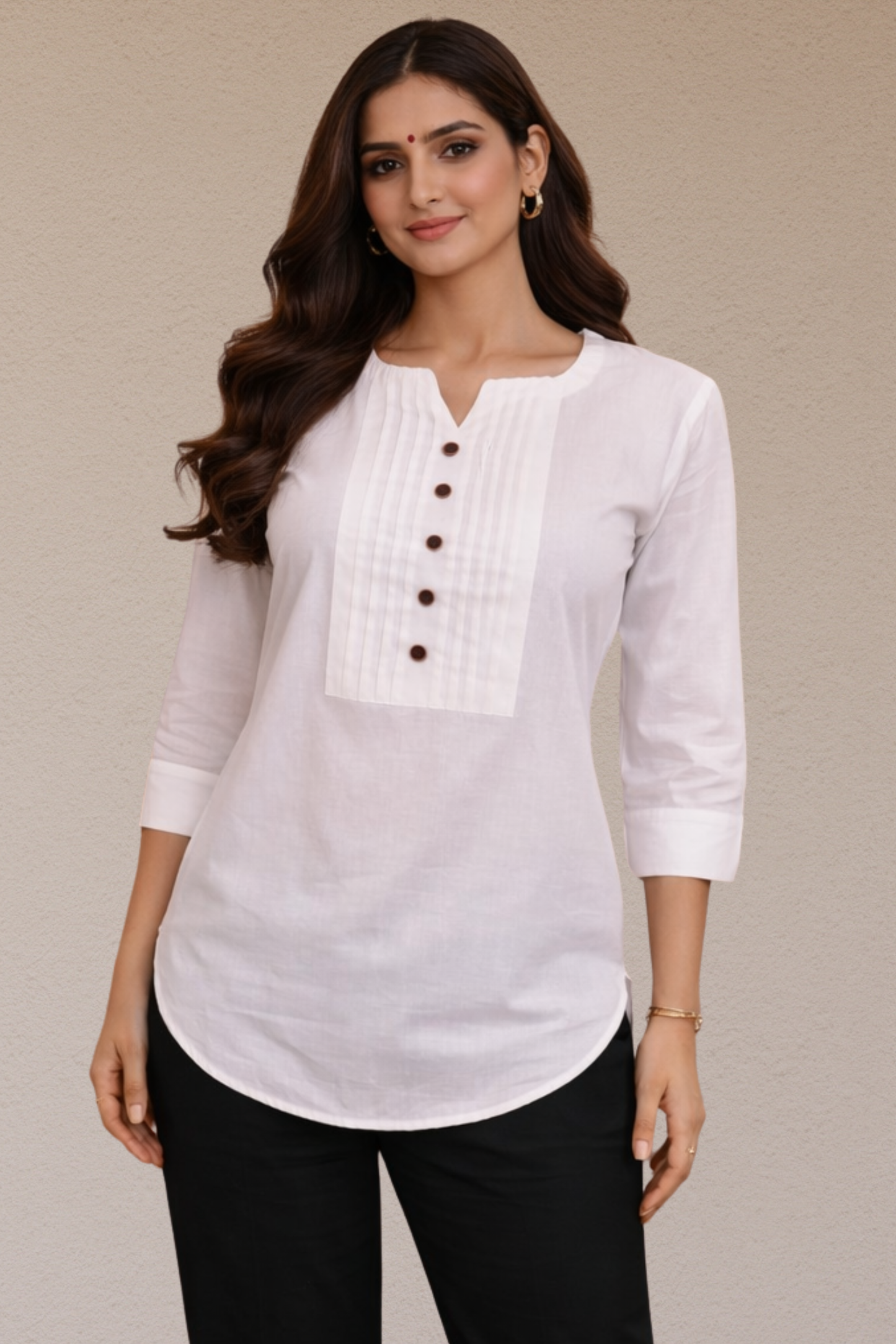 Classic White Pintuck Kurti Top