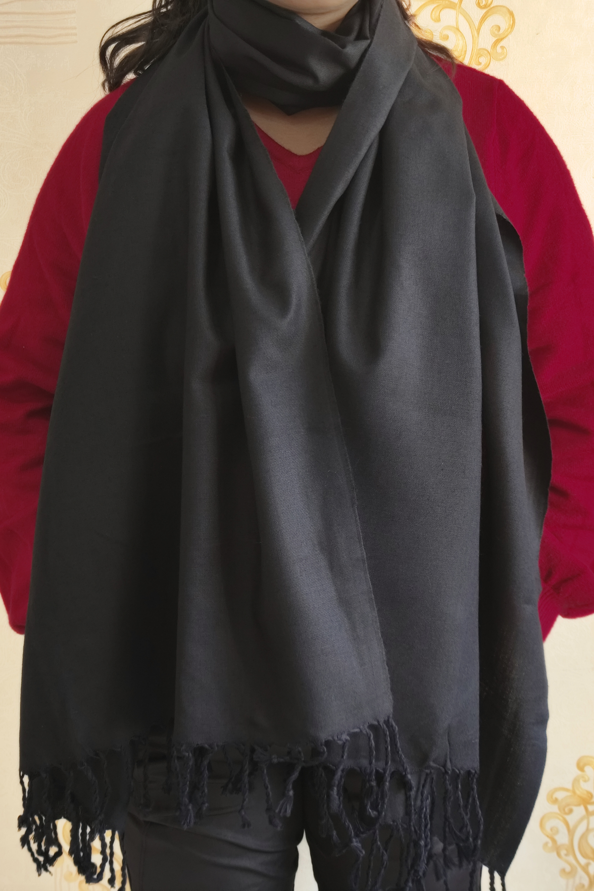 Classic Black Woollen Shawl