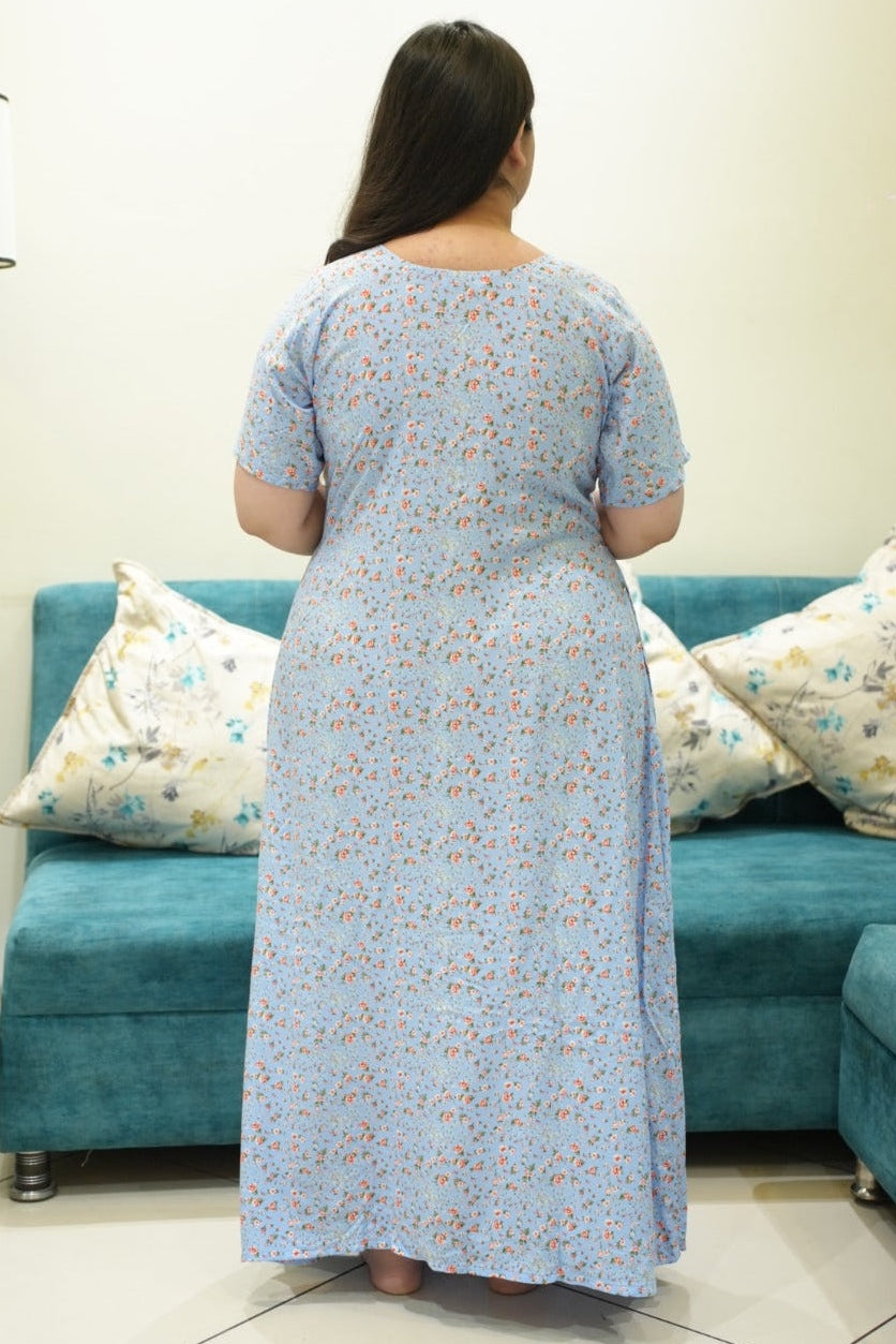 Cloud floral rayon night gown
