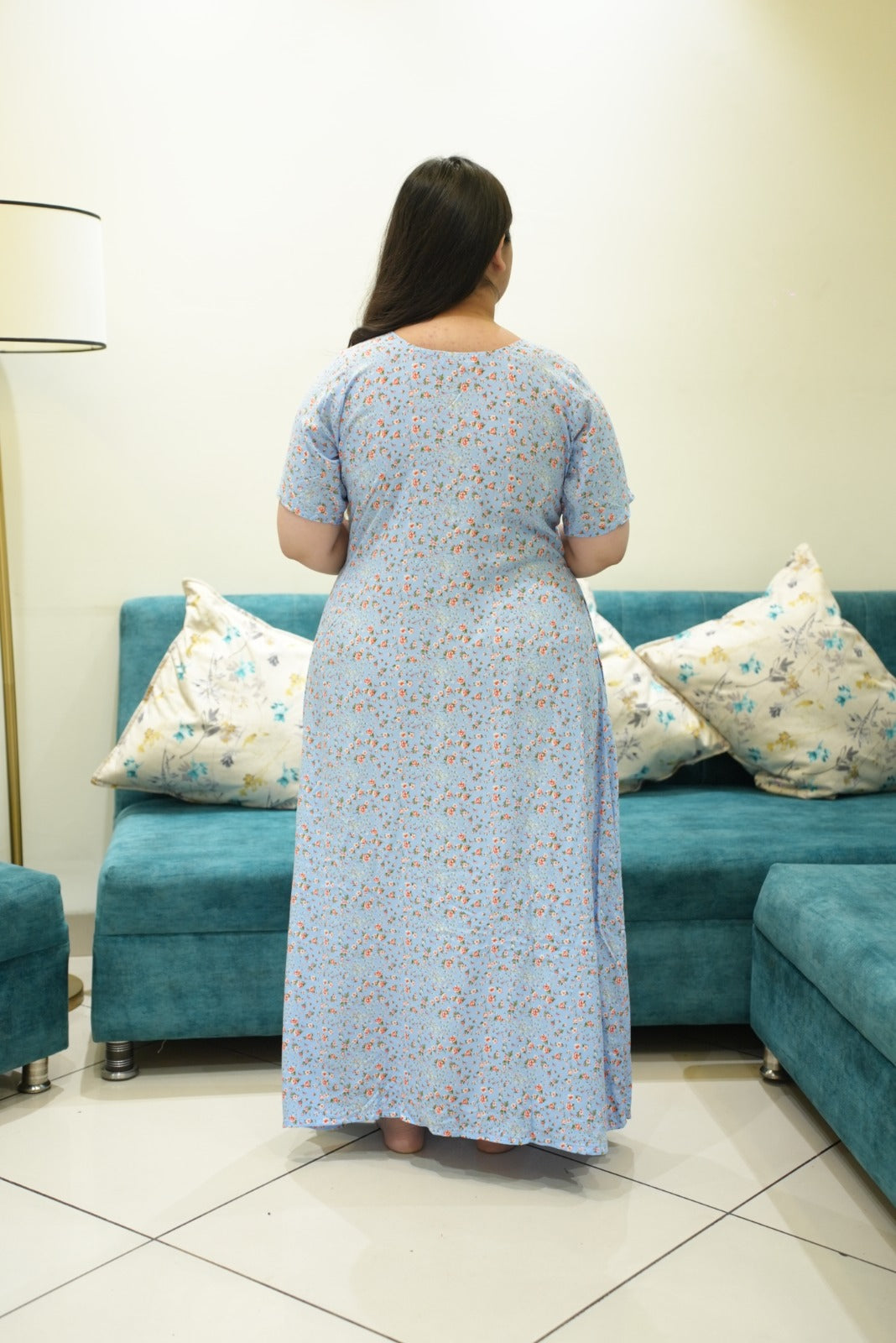 Cloud floral rayon night gown