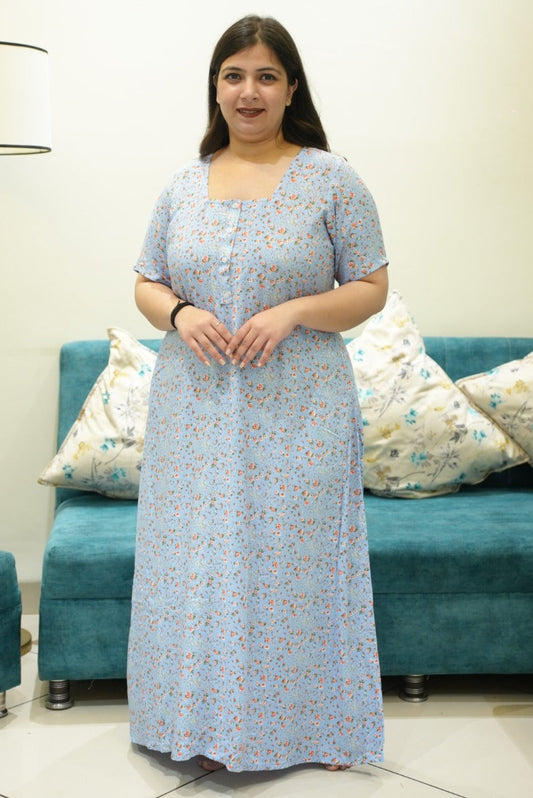 Cloud floral rayon night gown