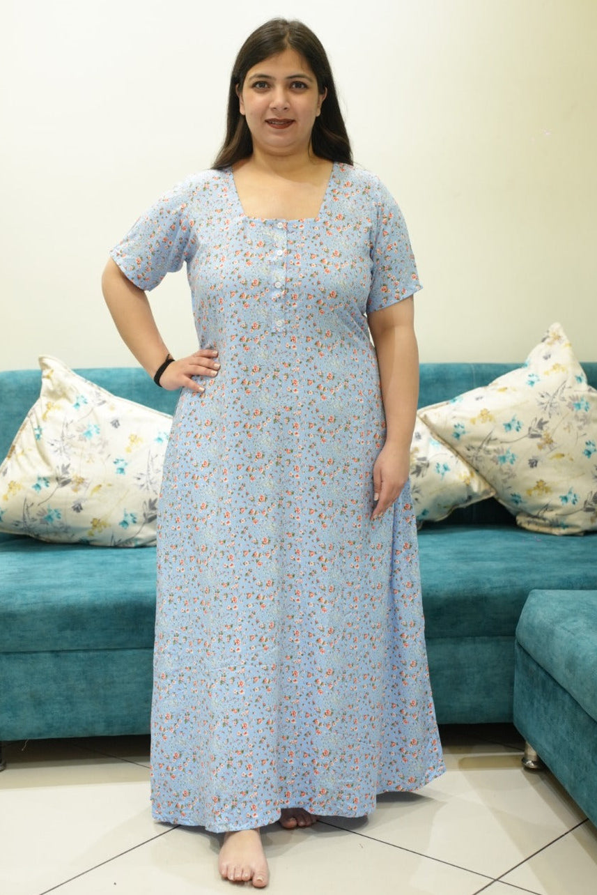 Cloud floral rayon night gown
